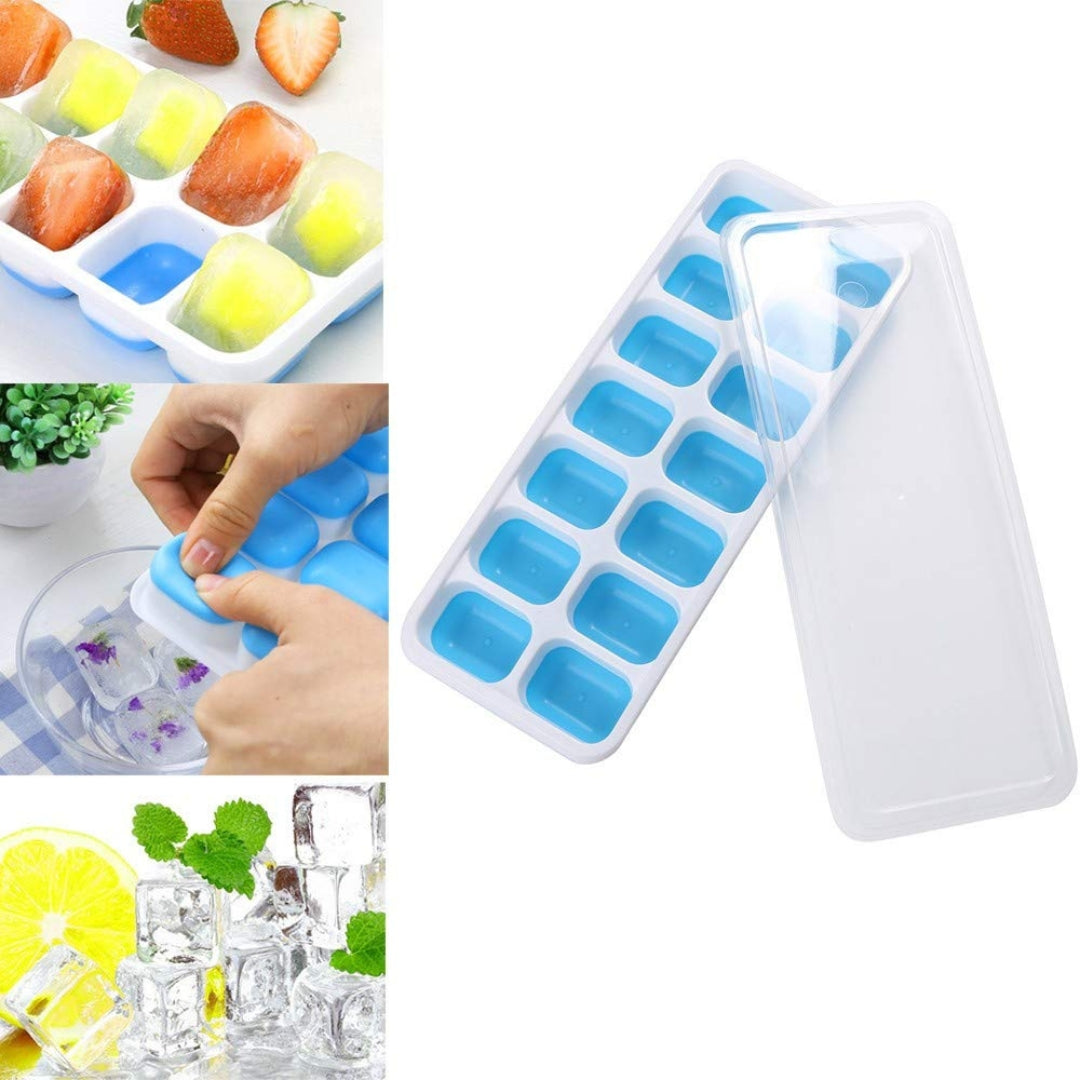 Silicone Ice Cube Tray With Lid (Set of 2)