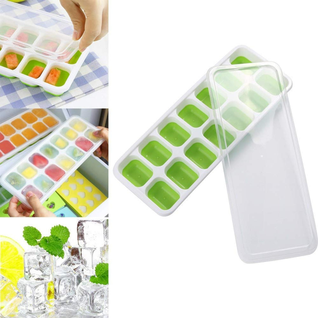 Silicone Ice Cube Tray With Lid (Set of 2)