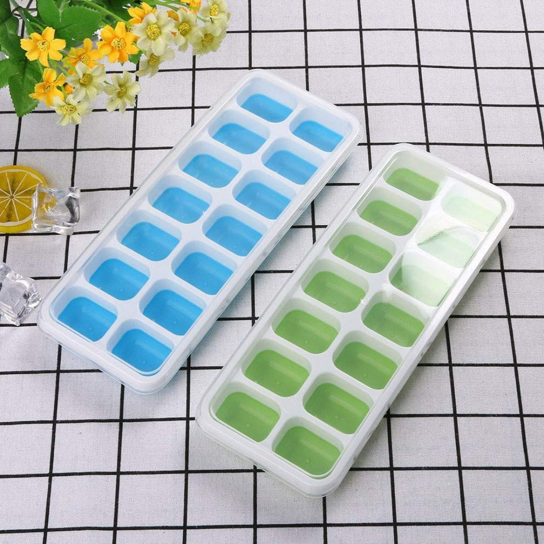 Silicone Ice Cube Tray With Lid (Set of 2)