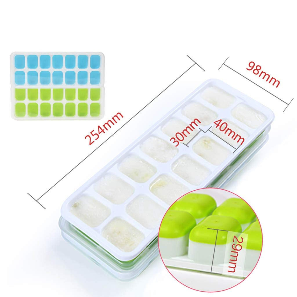 Silicone Ice Cube Tray With Lid (Set of 2)