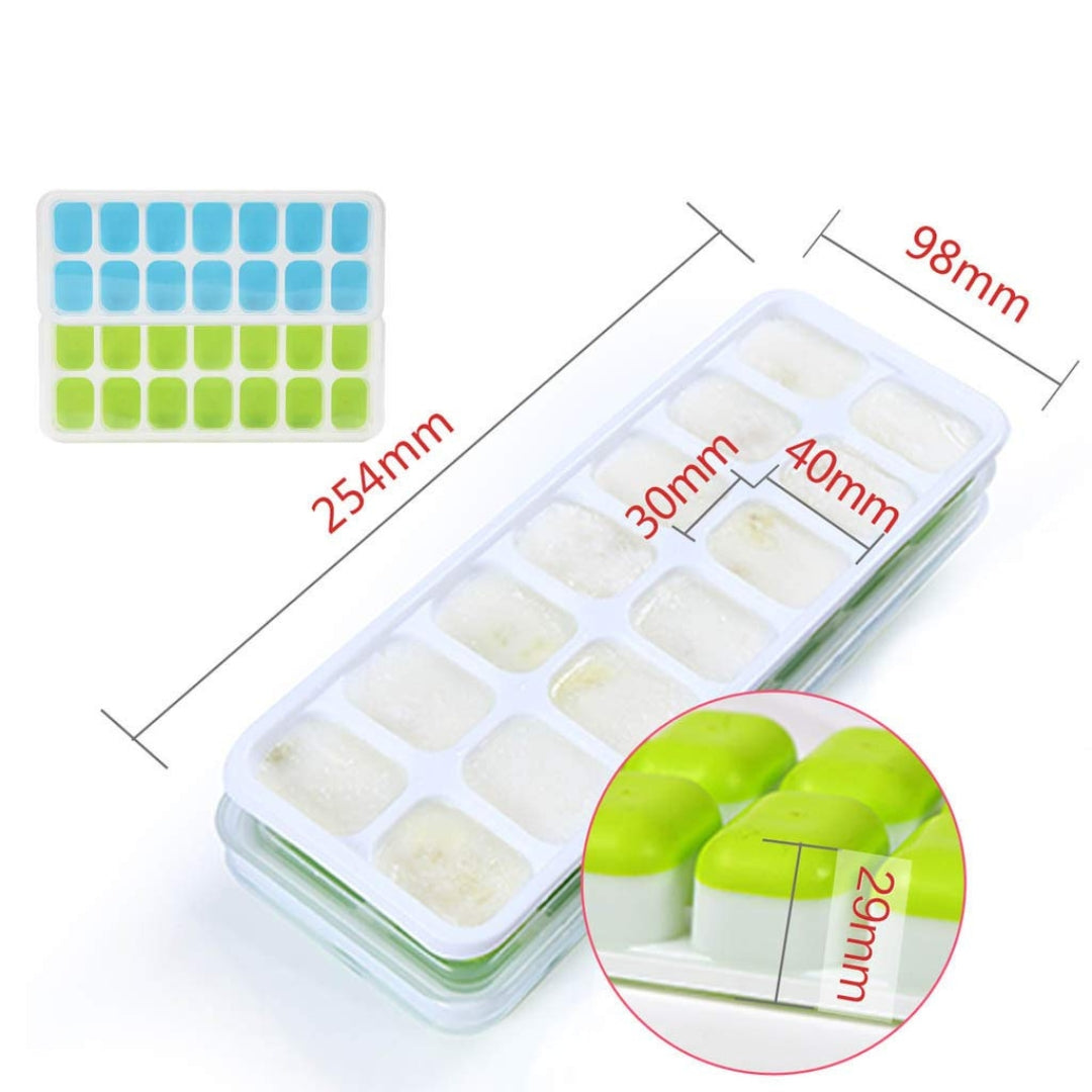 Silicone Ice Cube Tray With Lid (Set of 2)