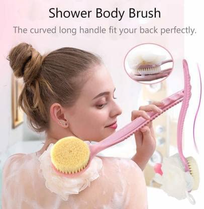 2in1 Long Handle Bath Loofah Brush