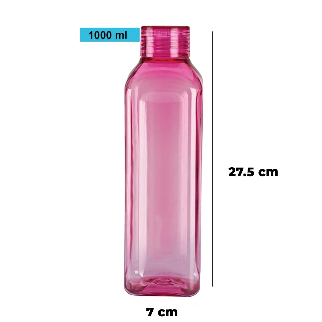 1L Square Transparent Water Bottle (Set of 3)