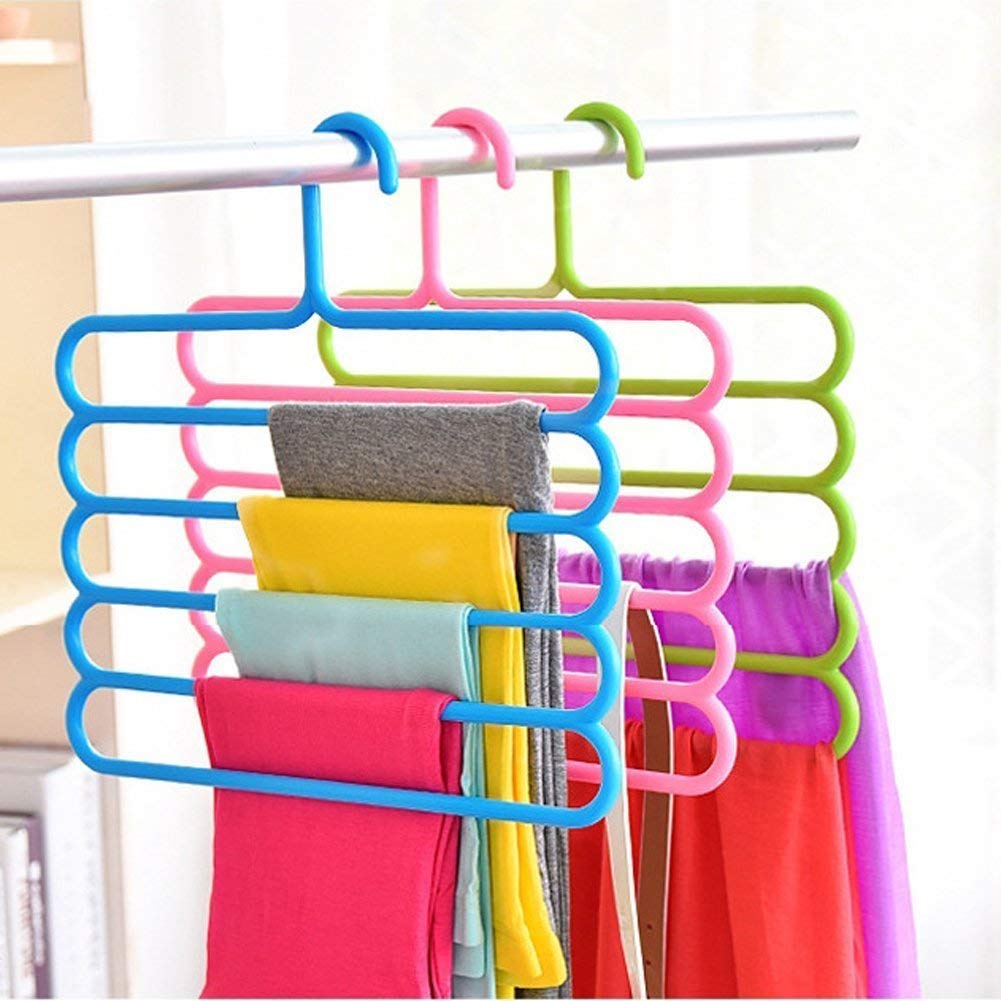 5 Row Plastic Clothes Wardrobe Organizer