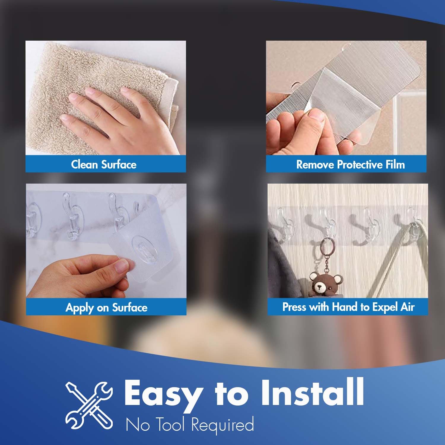 6 Row Multipurpose Adhesive Holder (Pack of 5)