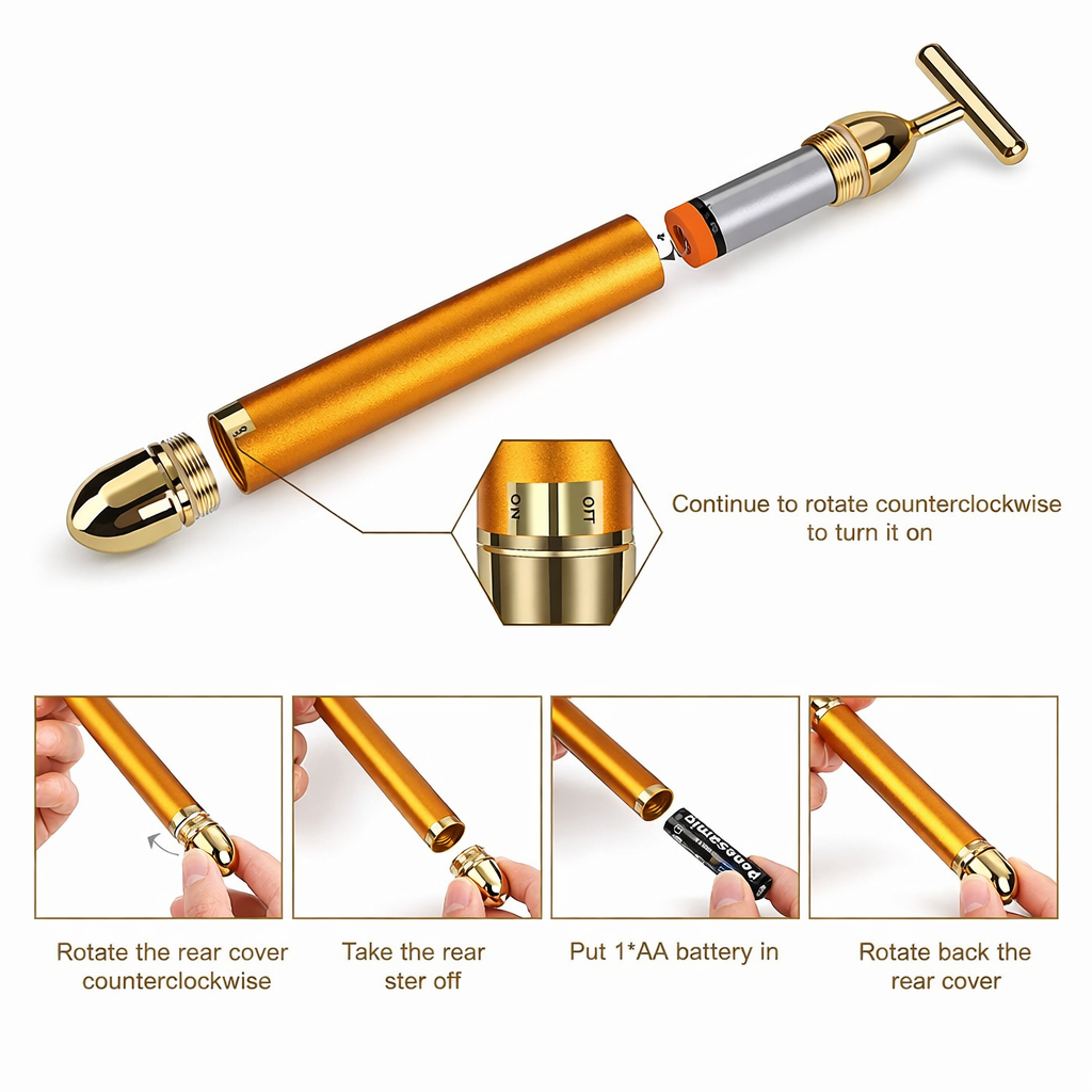 Gold Vibration Face Massage Tool